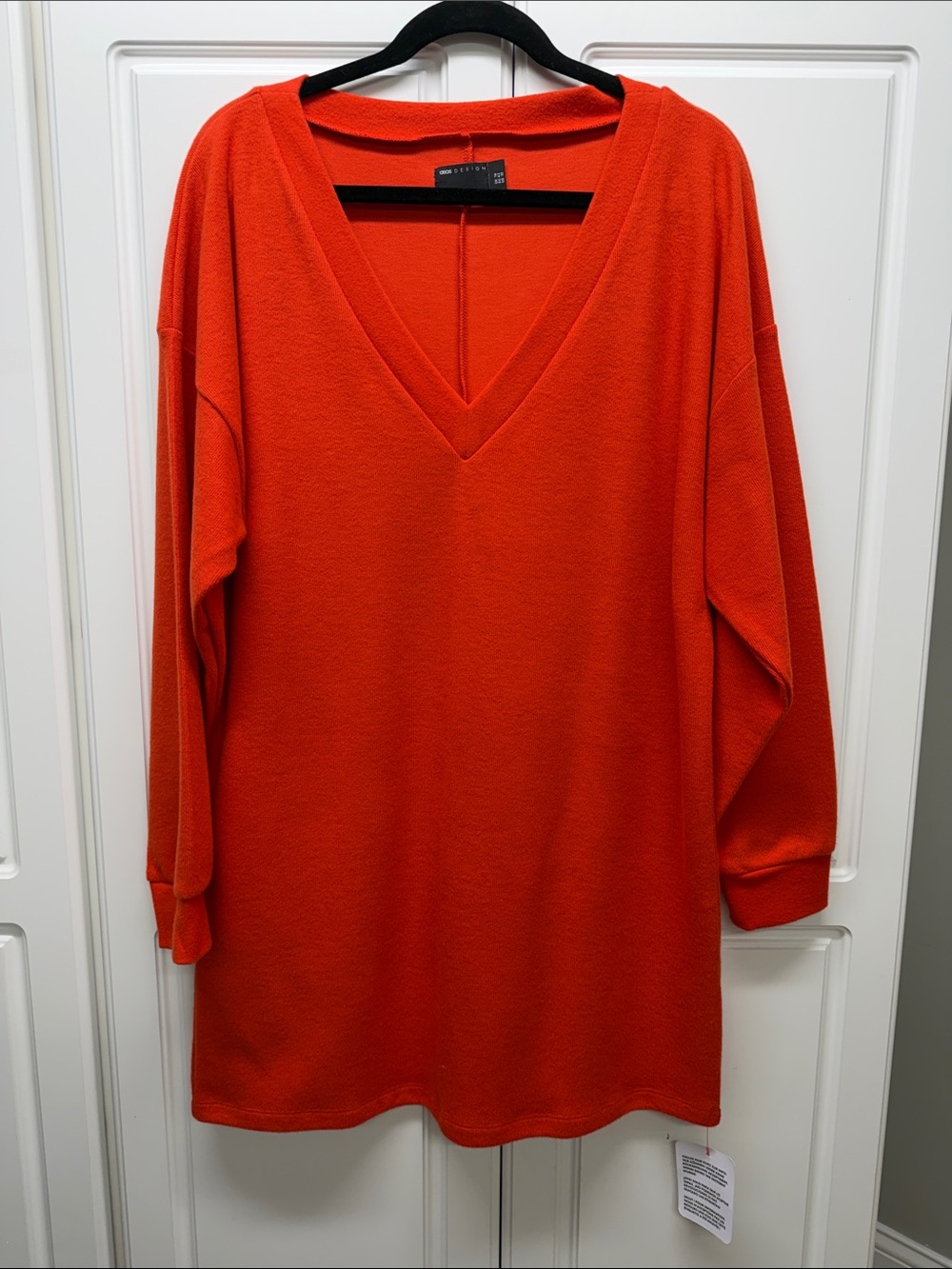 NWT ASOS Design Bright Orange V-Neck Sweater Dress